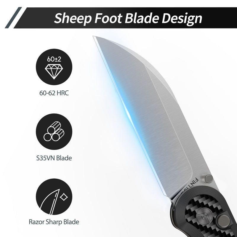 Load image into Gallery viewer, Carbon Fiber 3" Folding Knife | S35VN | Carbon Fiber | Parrot | FINTISO