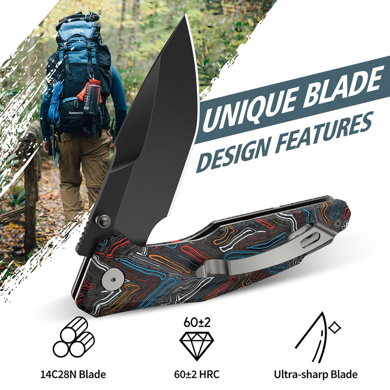 Load image into Gallery viewer, Colorful 3.26" Folding Knife | 14C28N | G10 | Falcon | FINTISO