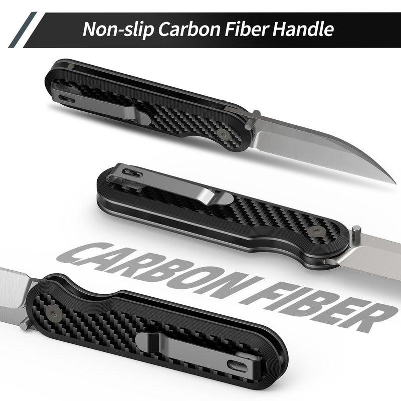 Load image into Gallery viewer, Carbon Fiber 3" Folding Knife | S35VN | Carbon Fiber | Parrot | FINTISO