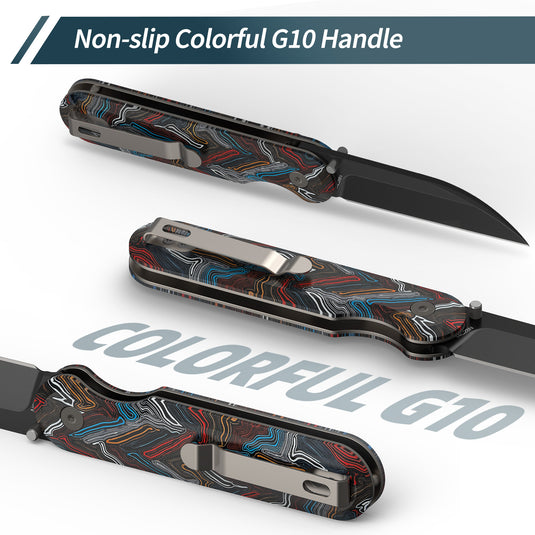Colorful 3" Folding Knife | 14C28N | G10 | Parrot | FINTISO