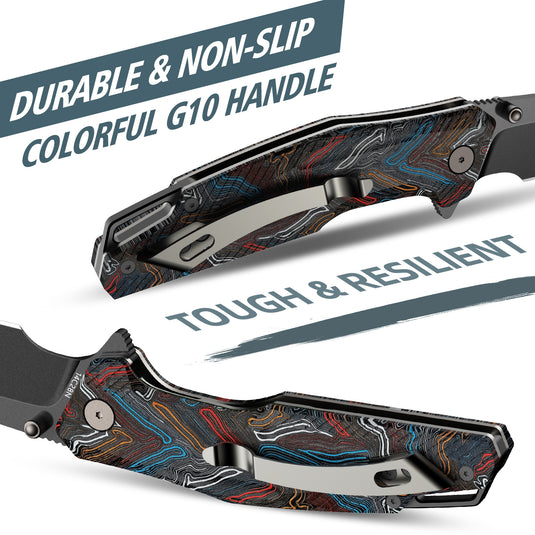 Colorful 3.26" Folding Knife | 14C28N | G10 | Falcon | FINTISO