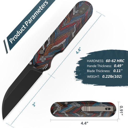 Colorful 3" Folding Knife | 14C28N | G10 | Parrot | FINTISO