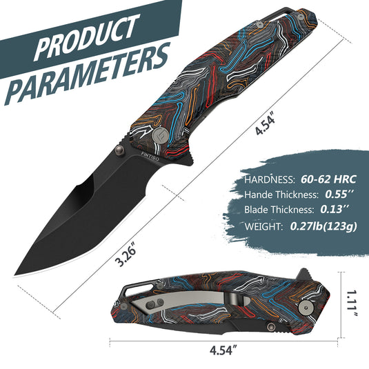 Colorful 3.26" Folding Knife | 14C28N | G10 | Falcon | FINTISO
