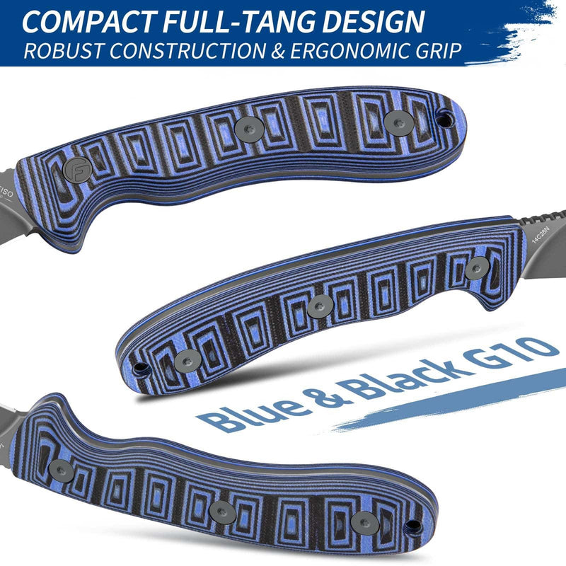 Load image into Gallery viewer, Black Blue Fixed Blade Knife Nazar Fintiso