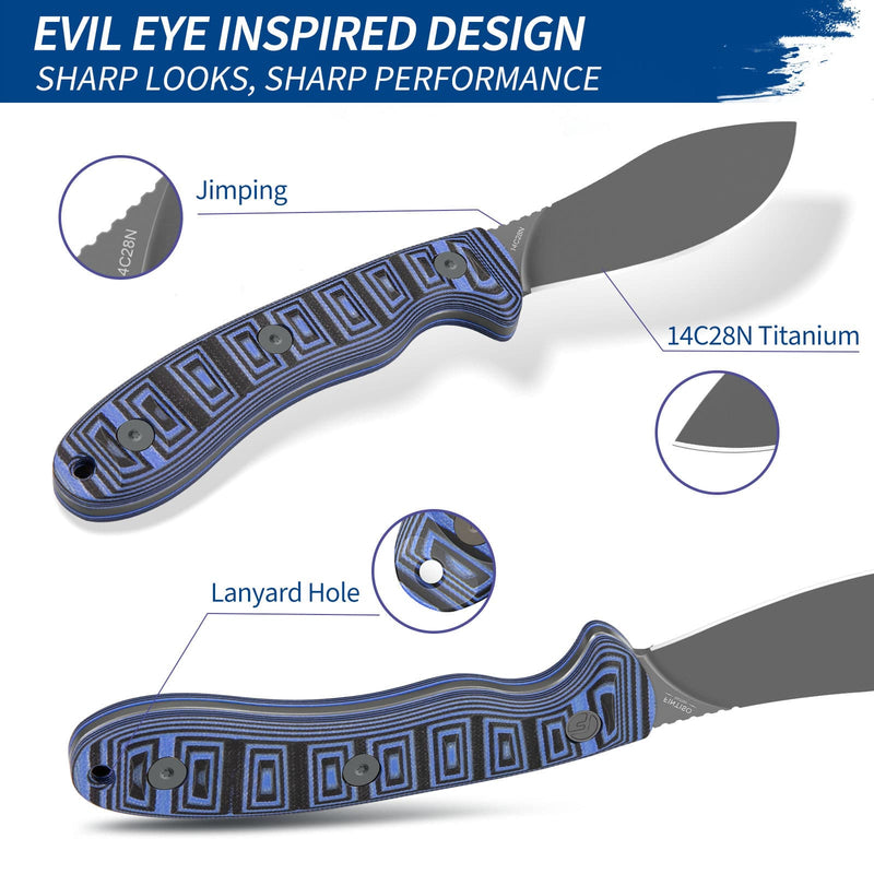 Load image into Gallery viewer, Black Blue Fixed Blade Knife Nazar Fintiso