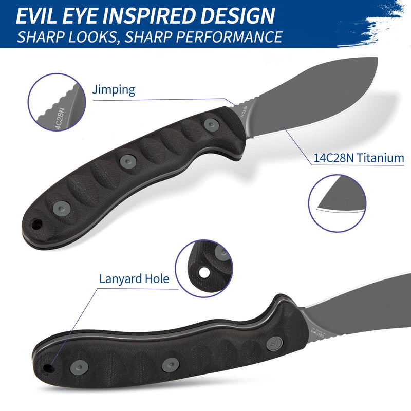 Load image into Gallery viewer, Black Fixed Blade Knife Nazar Fintiso