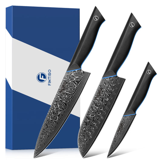 Blue Black 3PCS Kitchen Knife Set Knife Zeus Fintiso