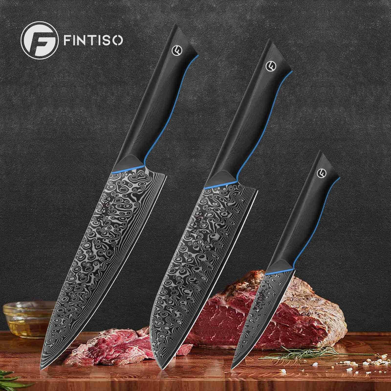 Load image into Gallery viewer, Blue Black 3PCS Kitchen Knife Set Knife Zeus Fintiso