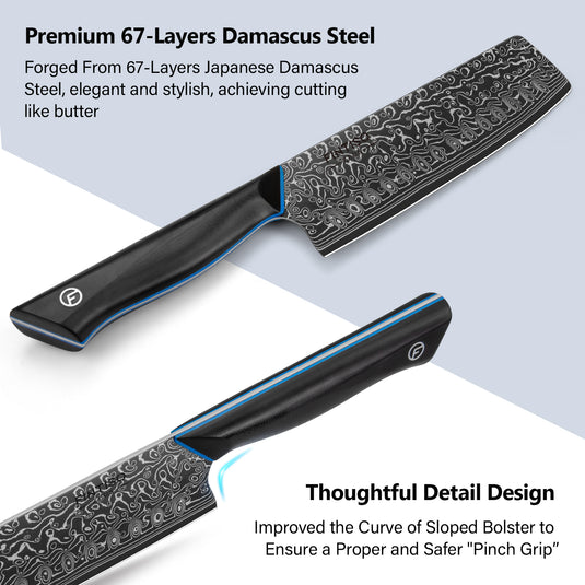 Blue Black Nakiri Knife Zeus Fintiso