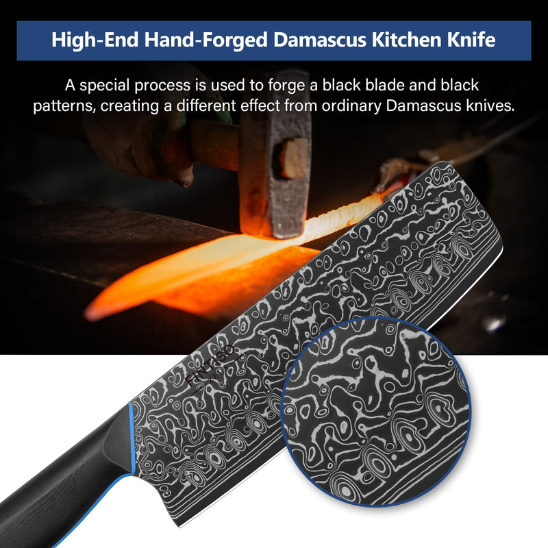 Load image into Gallery viewer, Blue Black Nakiri Knife Zeus Fintiso