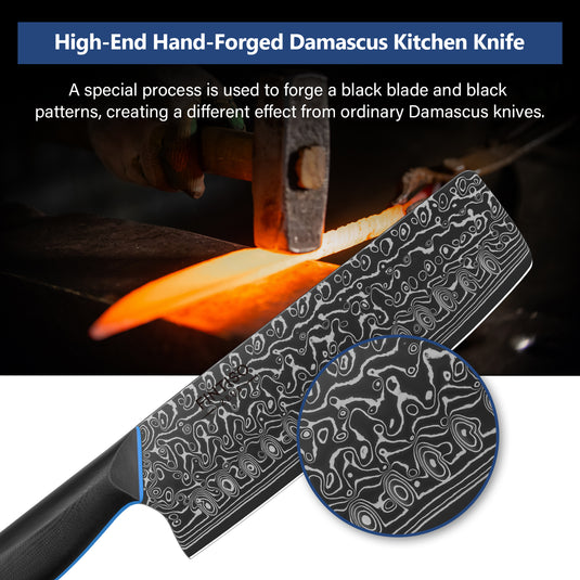 Blue Black Nakiri Knife Zeus Fintiso