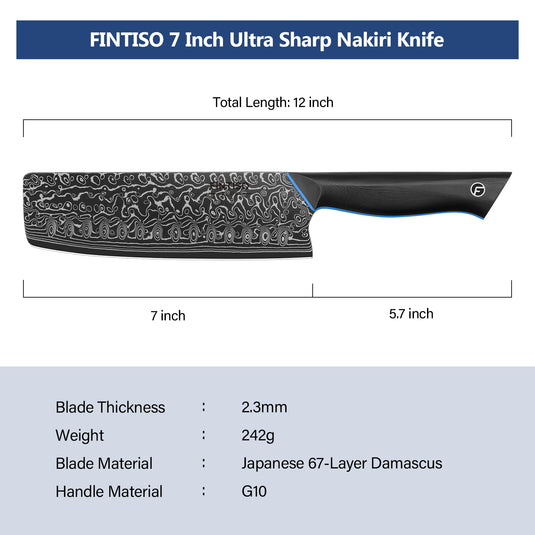 Blue Black Nakiri Knife Zeus Fintiso