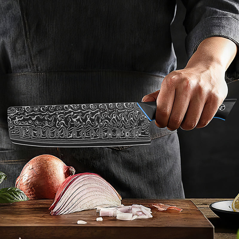 Load image into Gallery viewer, Blue Black Nakiri Knife Zeus Fintiso