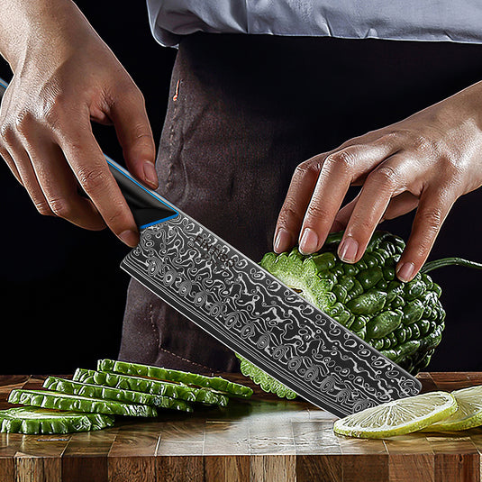 Blue Black Nakiri Knife Zeus Fintiso