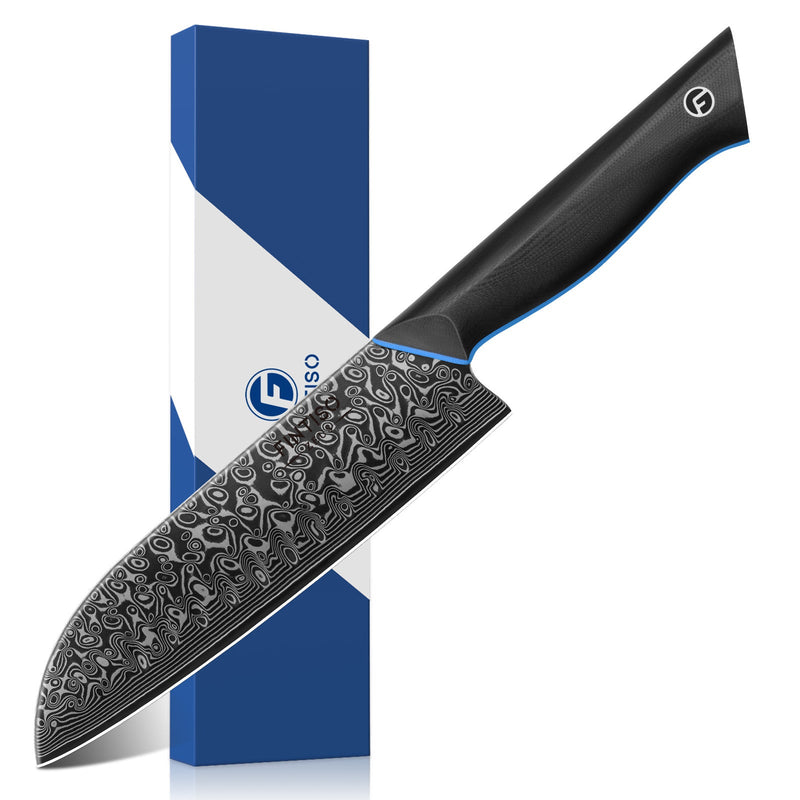 Load image into Gallery viewer, Blue Black Santoku Knife Zeus Fintiso