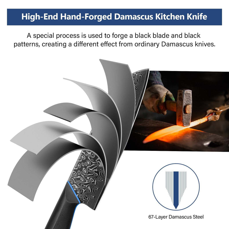 Load image into Gallery viewer, Blue Black Santoku Knife Zeus Fintiso