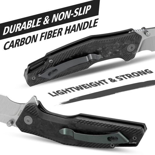 Carbon Fiber Folding Knife | S35VN | Carbon Fiber | Falcon | FINTISO