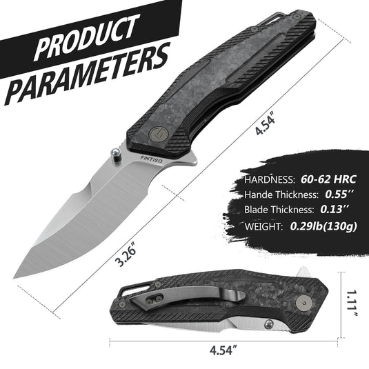 Carbon Fiber Folding Knife | S35VN | Carbon Fiber | Falcon | FINTISO