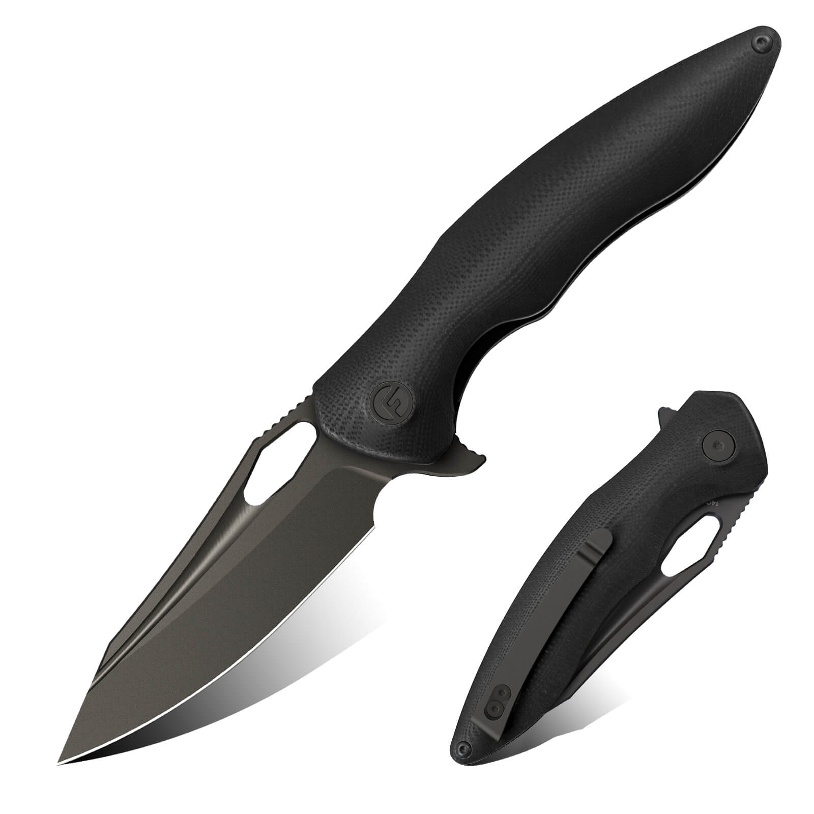 Black 3.3" Folding Knife | 14C28N Blade | Apollo | FINTISO