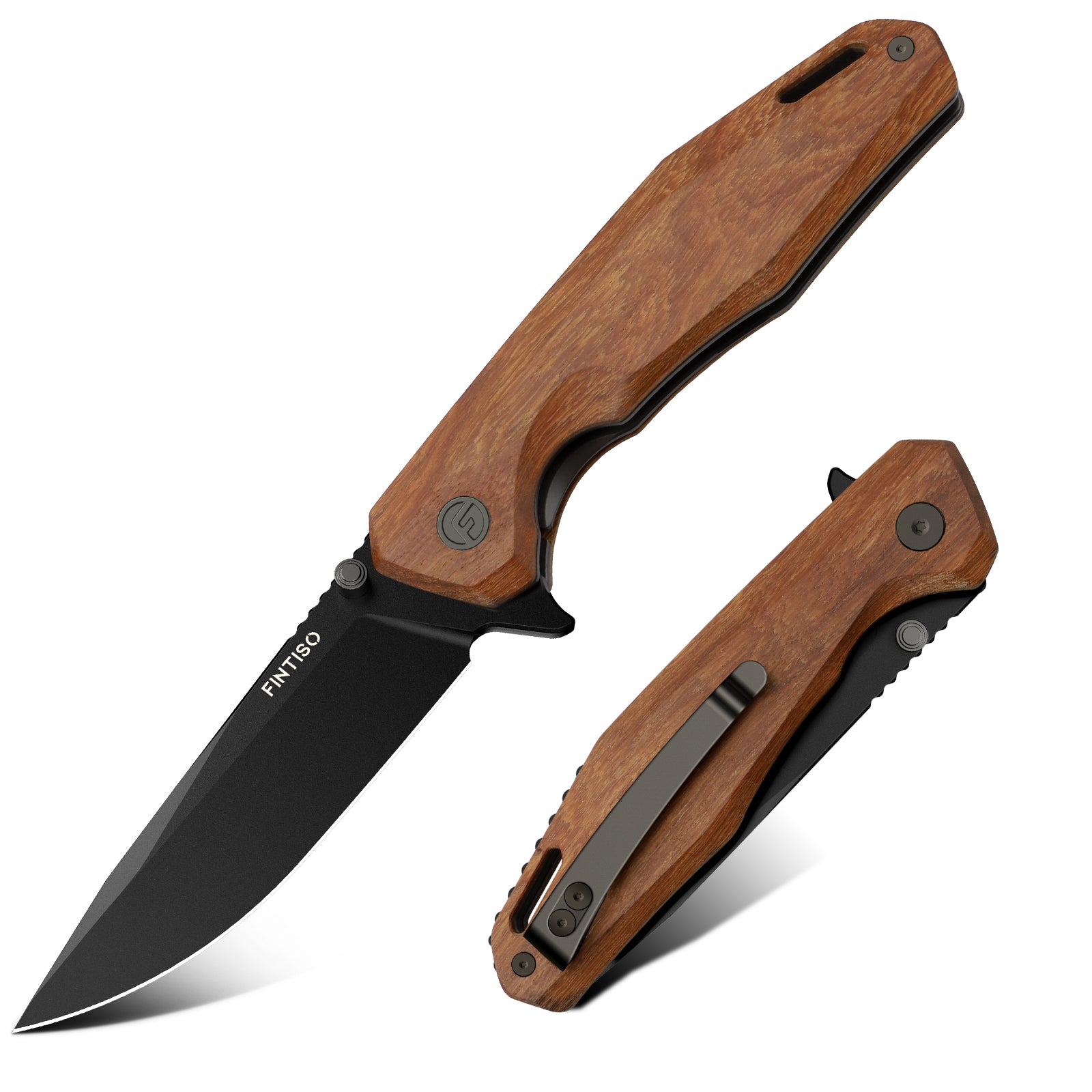 Wood 3.22" Folding Knife | 14C28N Blade | Odyssey | FINTISO