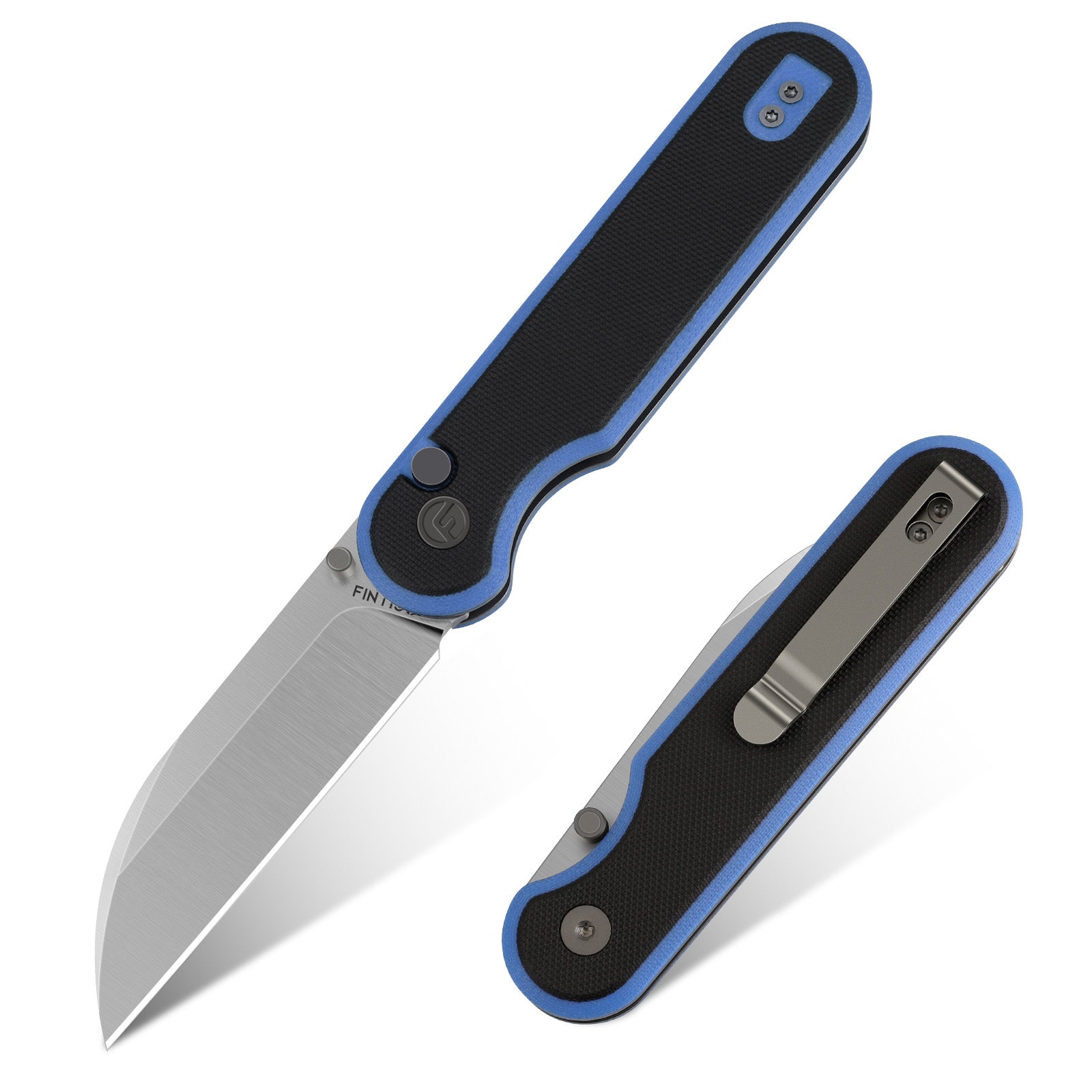 Black Blue 3" Folding Knife | 14C28N | G10 | Parrot | FINTISO