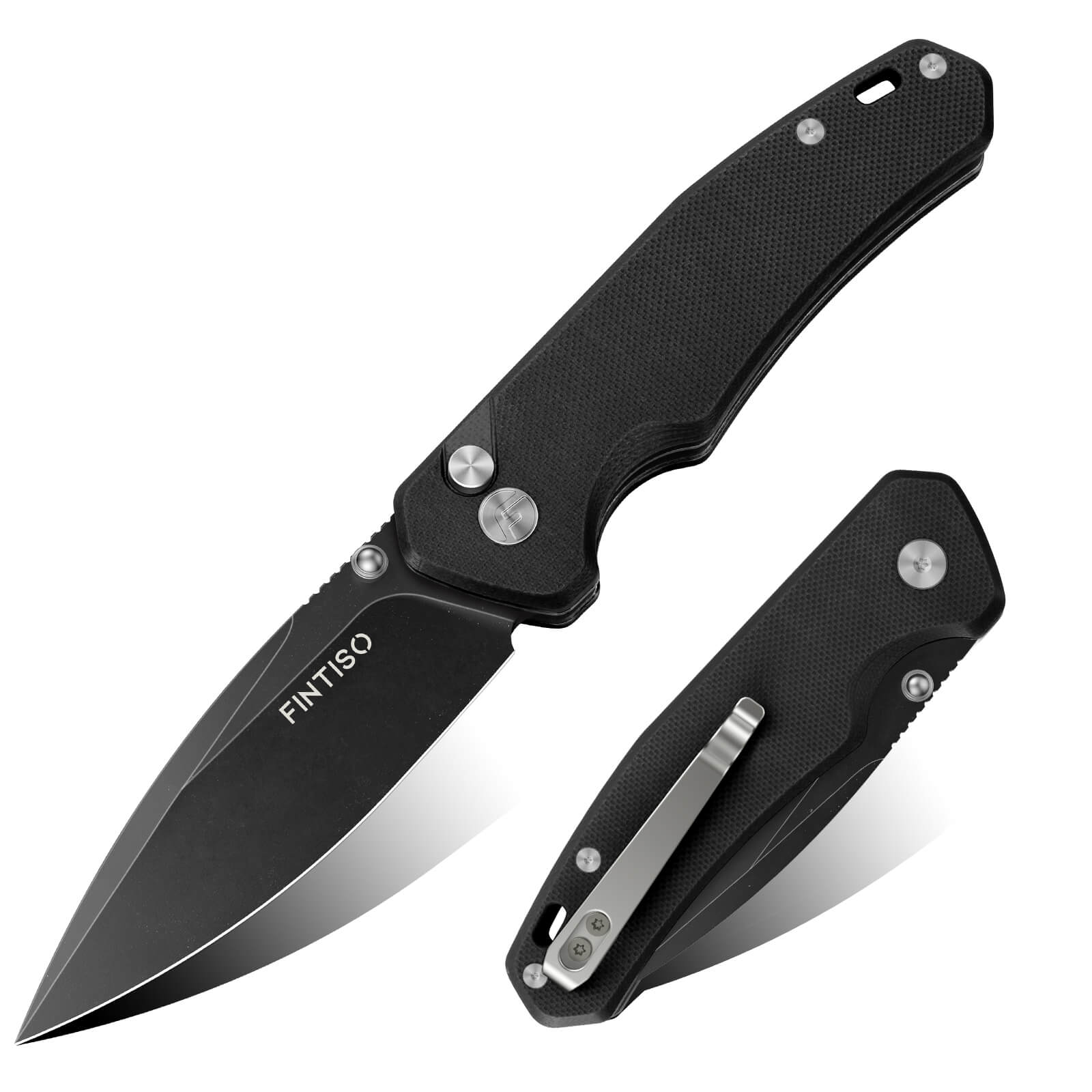 Black 3" Folding Knife  |14C28N Blade | HARPE | FINTISO