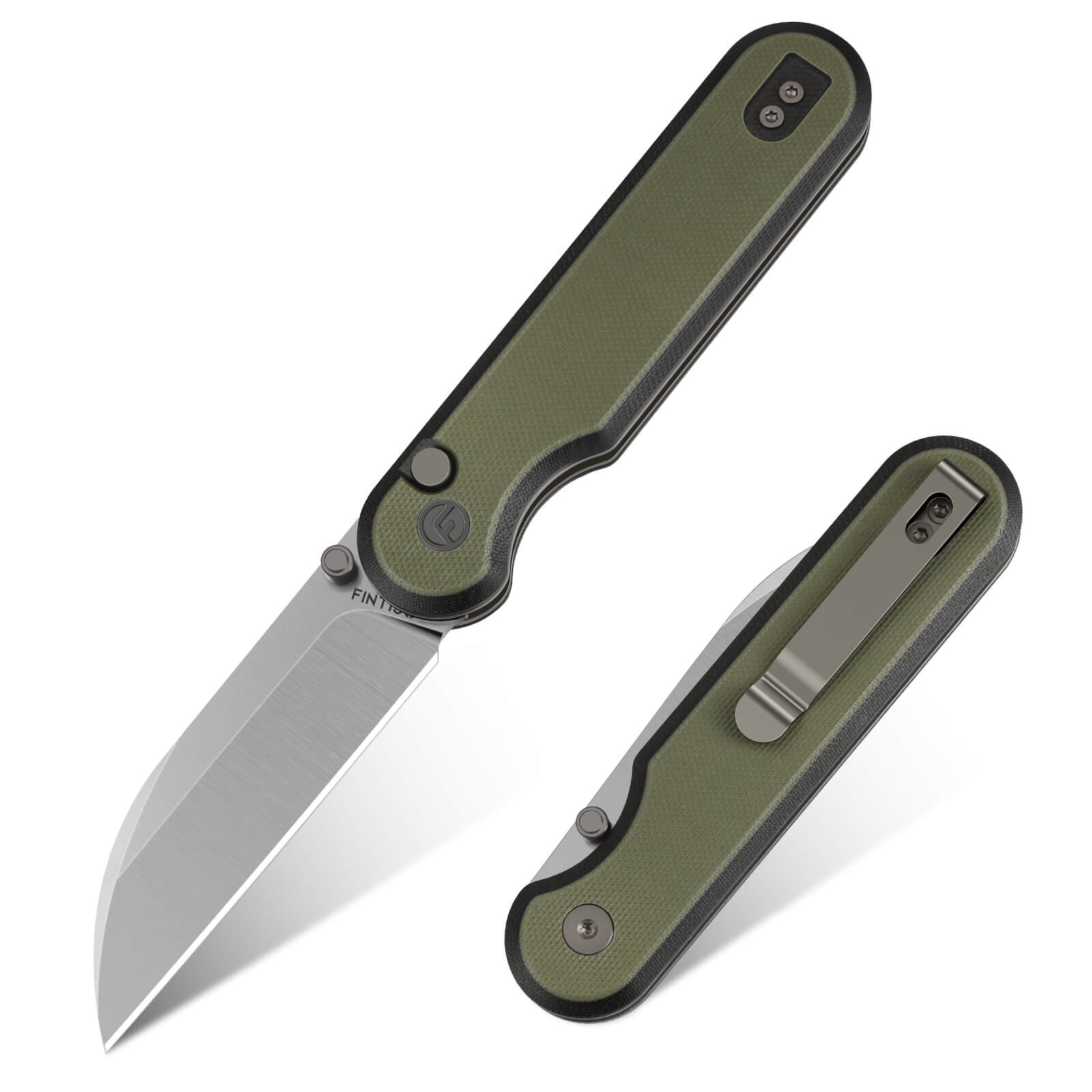 Black Green 3" Folding Knife | 14C28N | G10 | Parrot | FINTISO