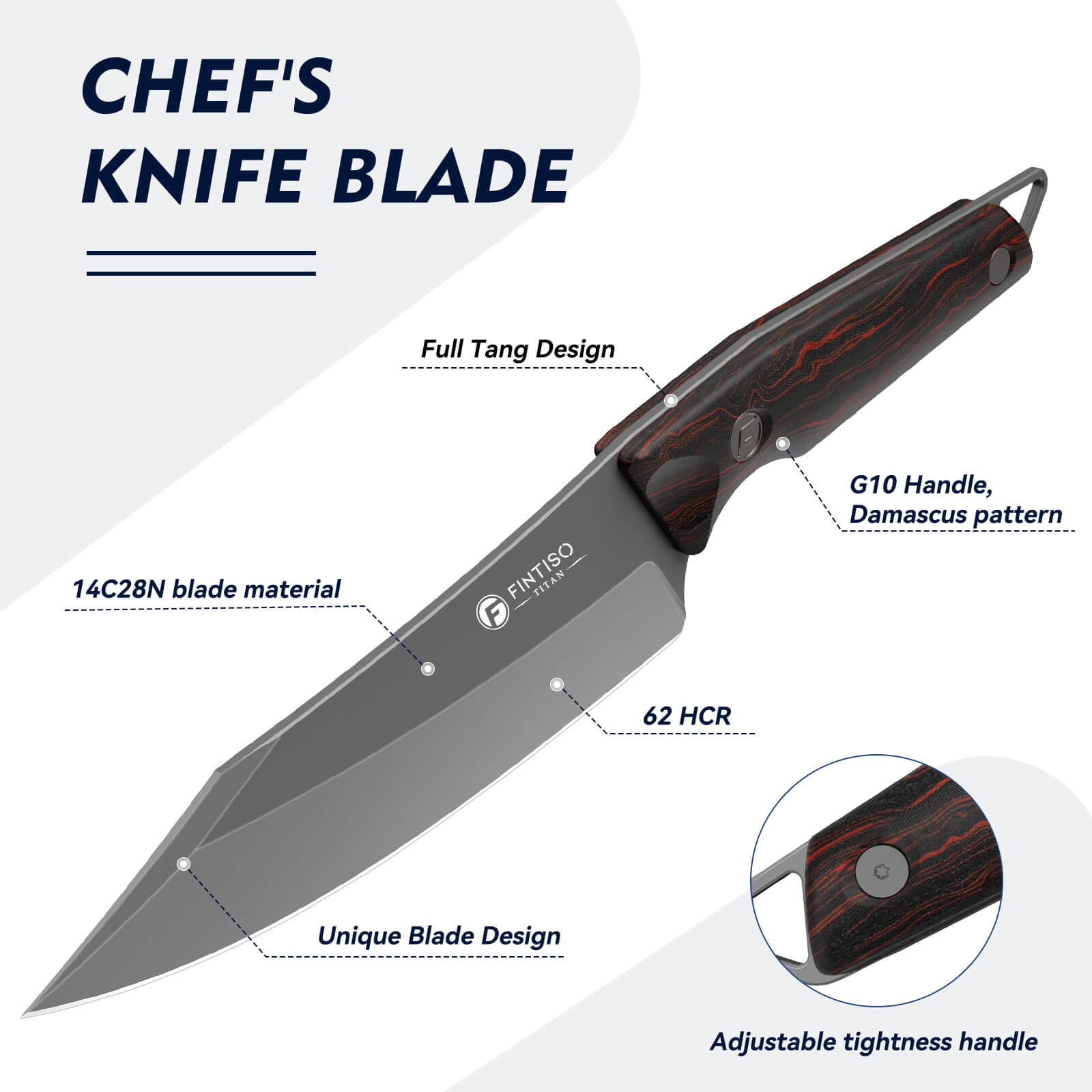 Maroon 6.3" Chef Knife  | 14C28N Blade | TITAN | FINTISO