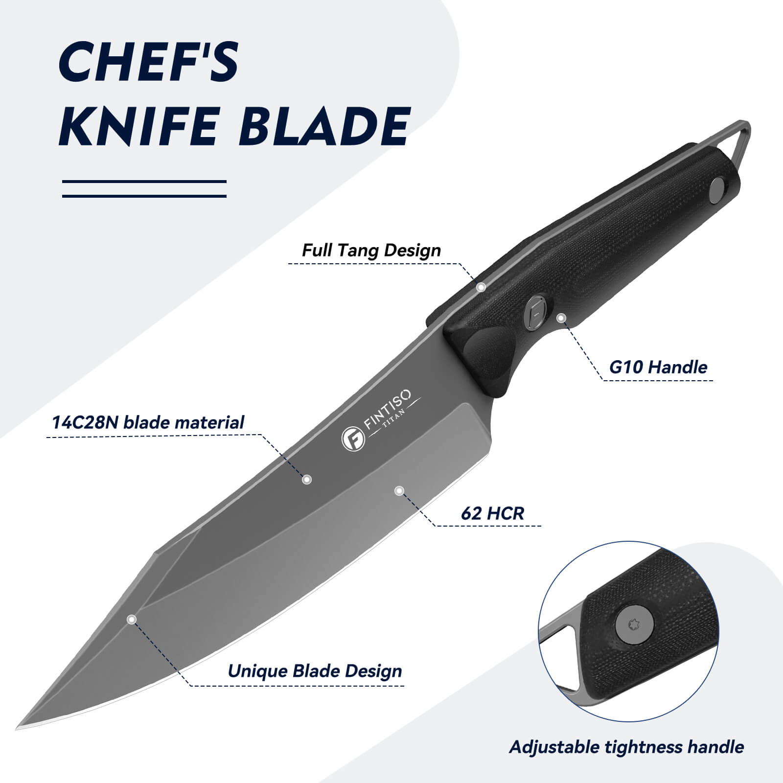 Black 6.3" Chef Knife  | 14C28N Blade | TITAN | FINTISO