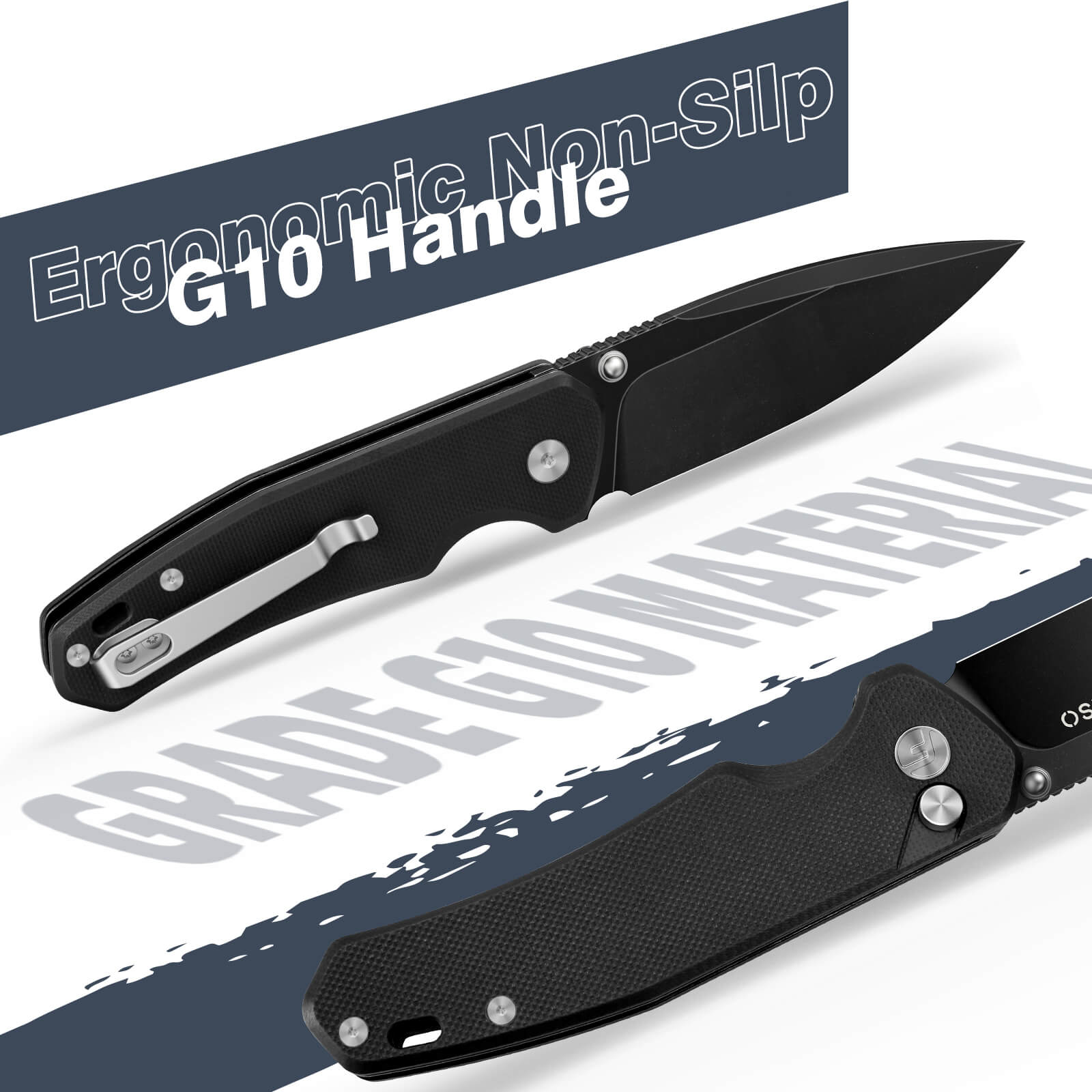 Black 3" Folding Knife  |14C28N Blade | HARPE | FINTISO