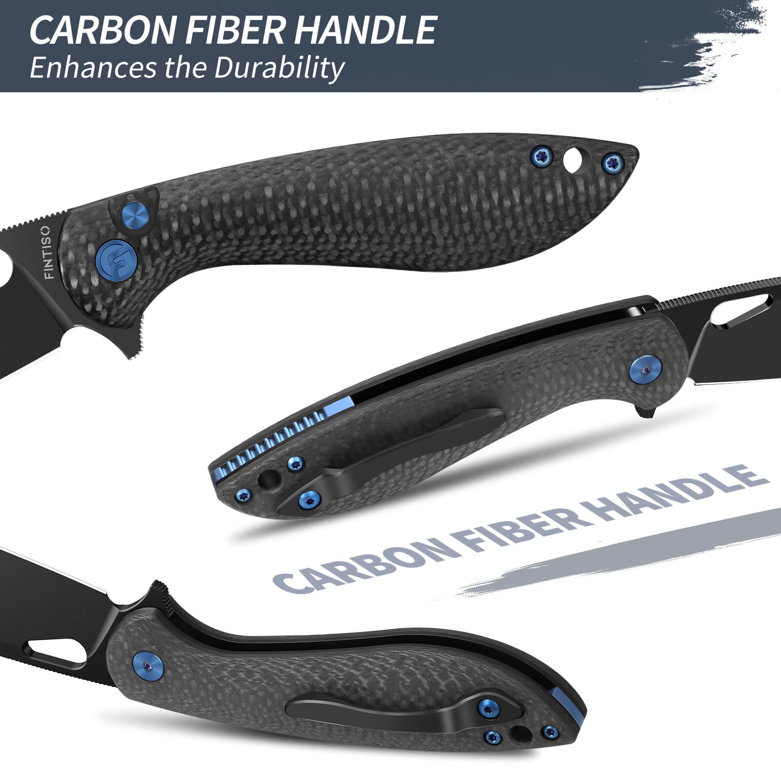 Carbon Fiber Composite 3.1" Folding Knife  |S35VN Blade | COBRA | FINTISO