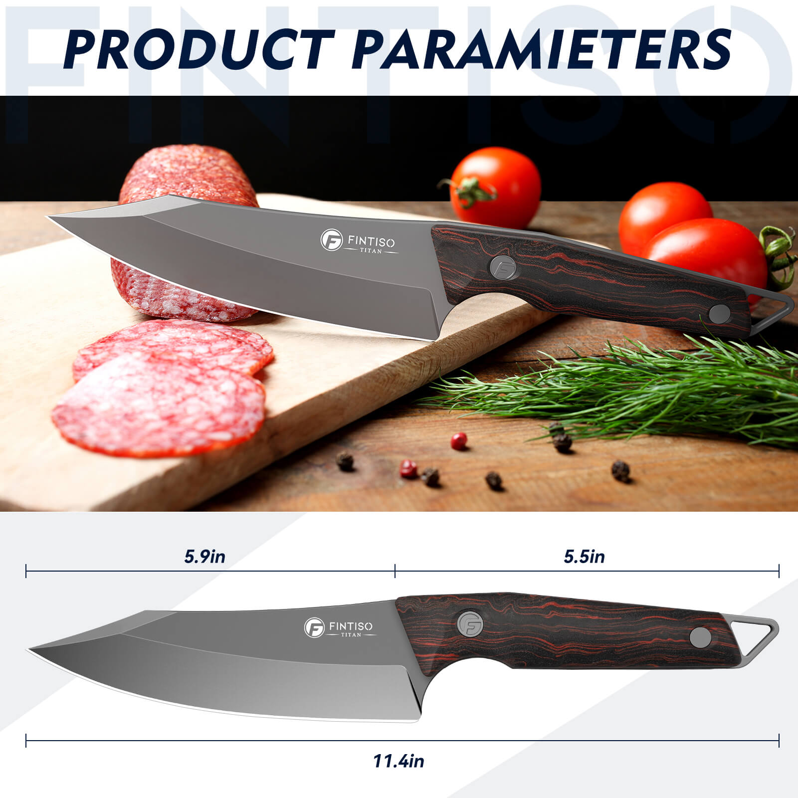 Maroon 6.3" Chef Knife  | 14C28N Blade | TITAN | FINTISO