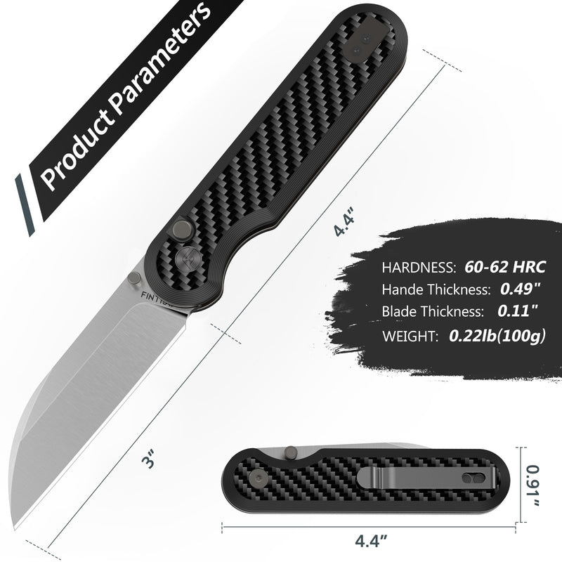 Load image into Gallery viewer, Carbon Fiber 3&quot; Folding Knife | S35VN | Carbon Fiber | Parrot | FINTISO
