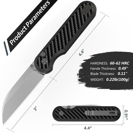 Carbon Fiber 3" Folding Knife | S35VN | Carbon Fiber | Parrot | FINTISO