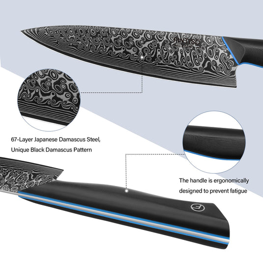 Blue Black 3PCS Kitchen Knife Set Knife Zeus Fintiso