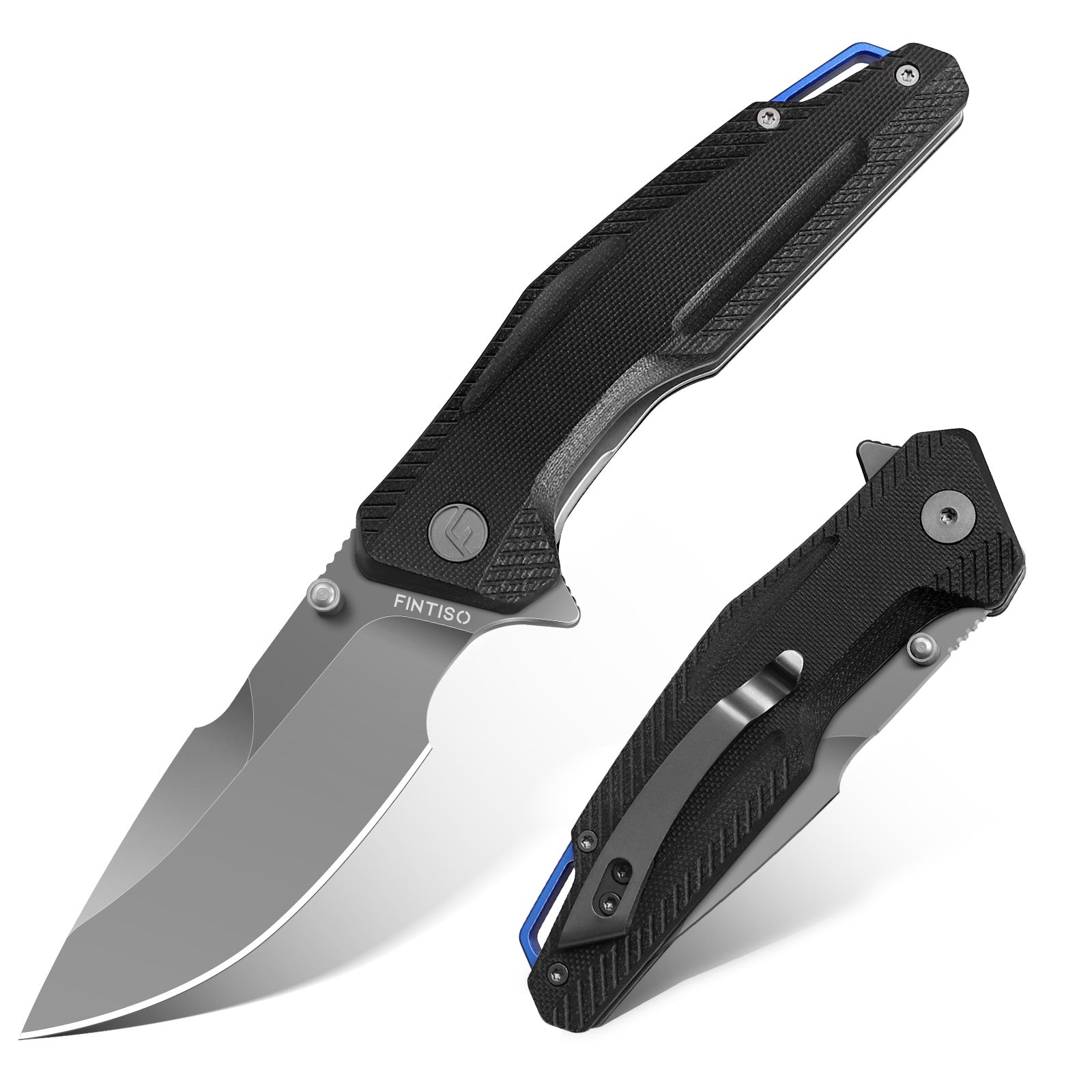 Black 3.26" Folding Knife | 14C28N | G10 | FALCON | FINTISO