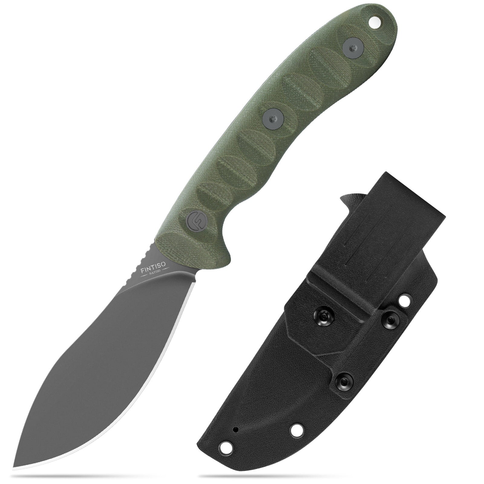 Pre-Sale Olive 4.24" Fixed Blade Knife with Kydex Sheath | 14C28N | G10 | Nazar | FINTISO