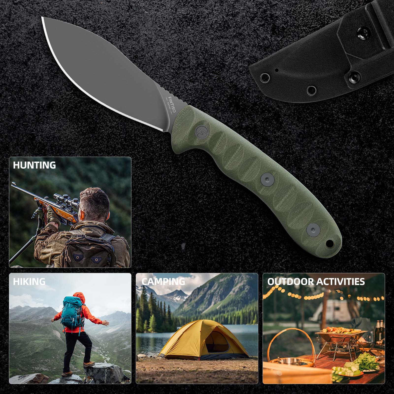 Olive Fixed Blade Knife Nazar Fintiso