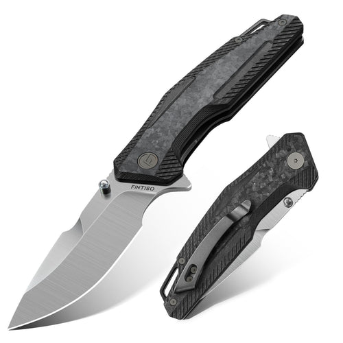 Carbon Fiber Folding Knife | S35VN | Carbon Fiber | Falcon | FINTISO