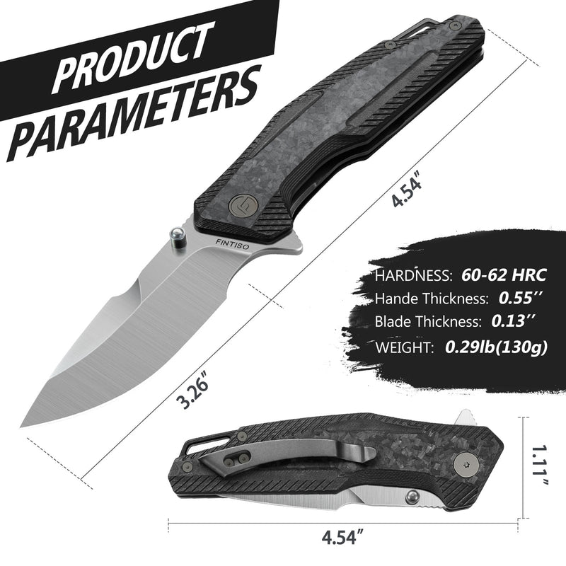 Load image into Gallery viewer, Carbon Fiber Folding Knife | S35VN | Carbon Fiber | Falcon | FINTISO
